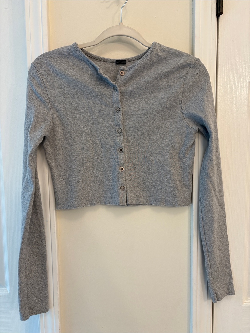 Brandy Melville Gray Cropped Button-Up Long Sleeve Cardigan
